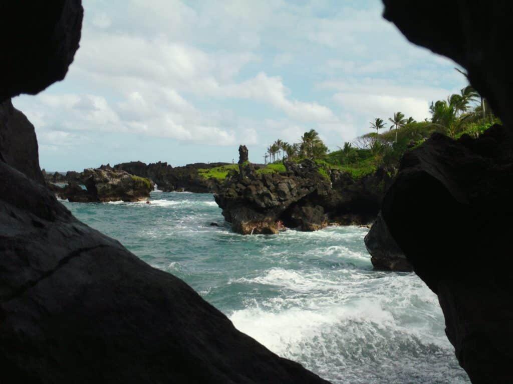 A view through a lava tube.