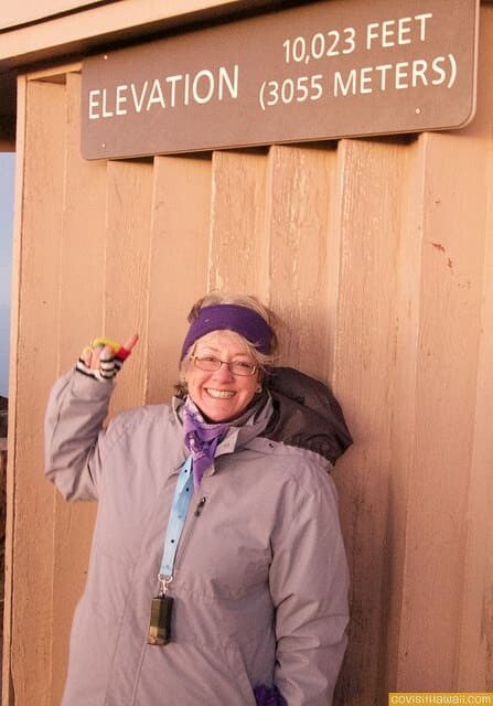 Astronomy expert, Becky Sydney, at the summit of Haleakala