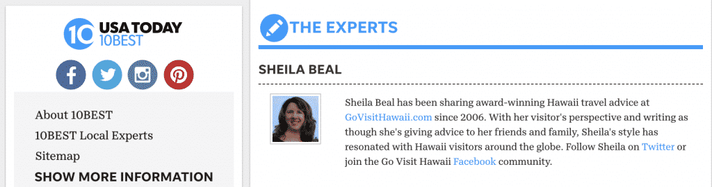 Sheila Beal USA Today Hawaii Expert